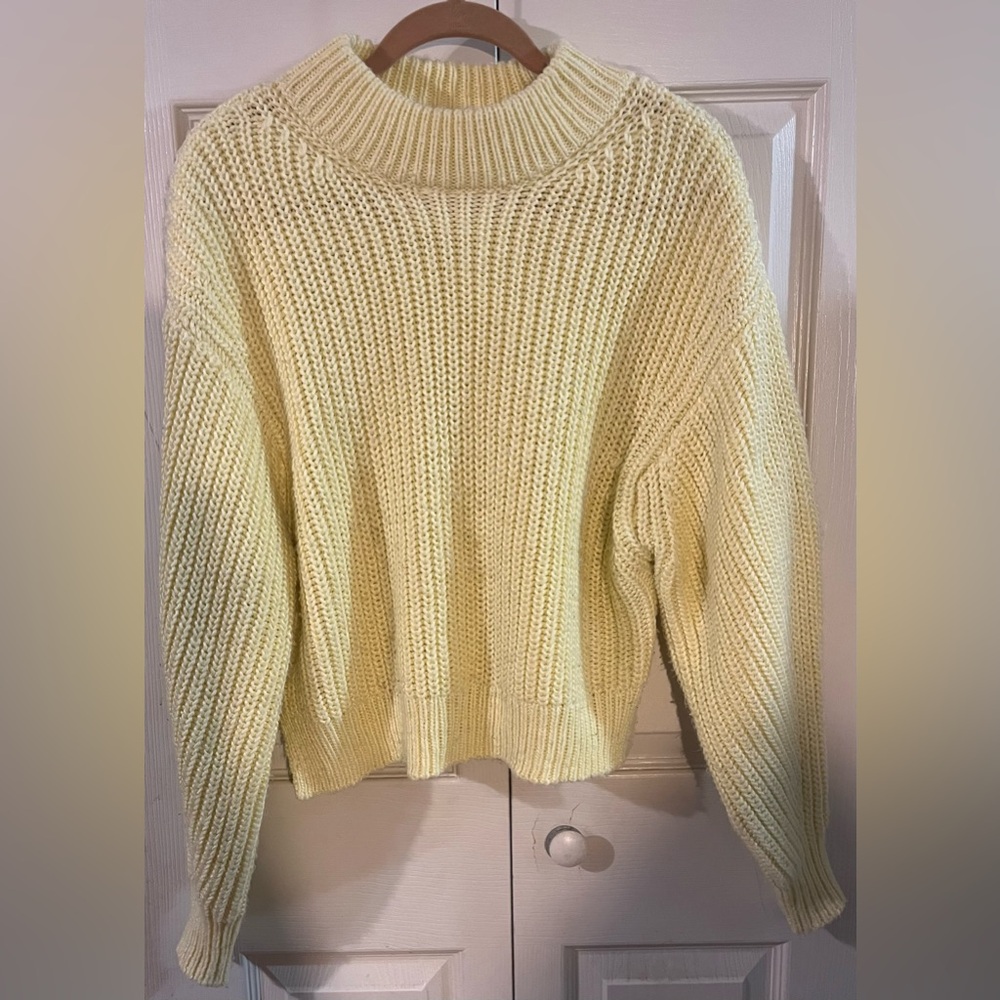 ASOS Cropped Yellow Mock Turtleneck Boxy Sweater Size 4